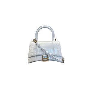 Balenciaga White Croc-Embossed Crossbody Bag